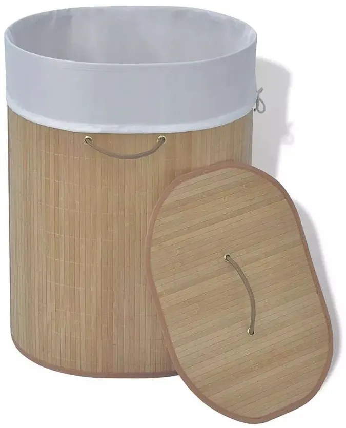 Owalny bambusowy kosz na pranie T1-T70
