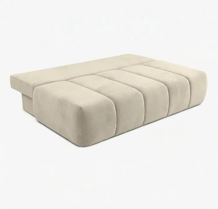 Sofa z Funkcją Spania SARIA Kremowa Welurowa Nowoczesna