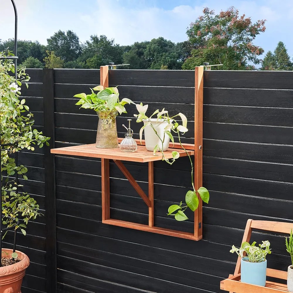 Wiszący stolik balkonowy HANS, 65x45x87cm, brązowa Casaria