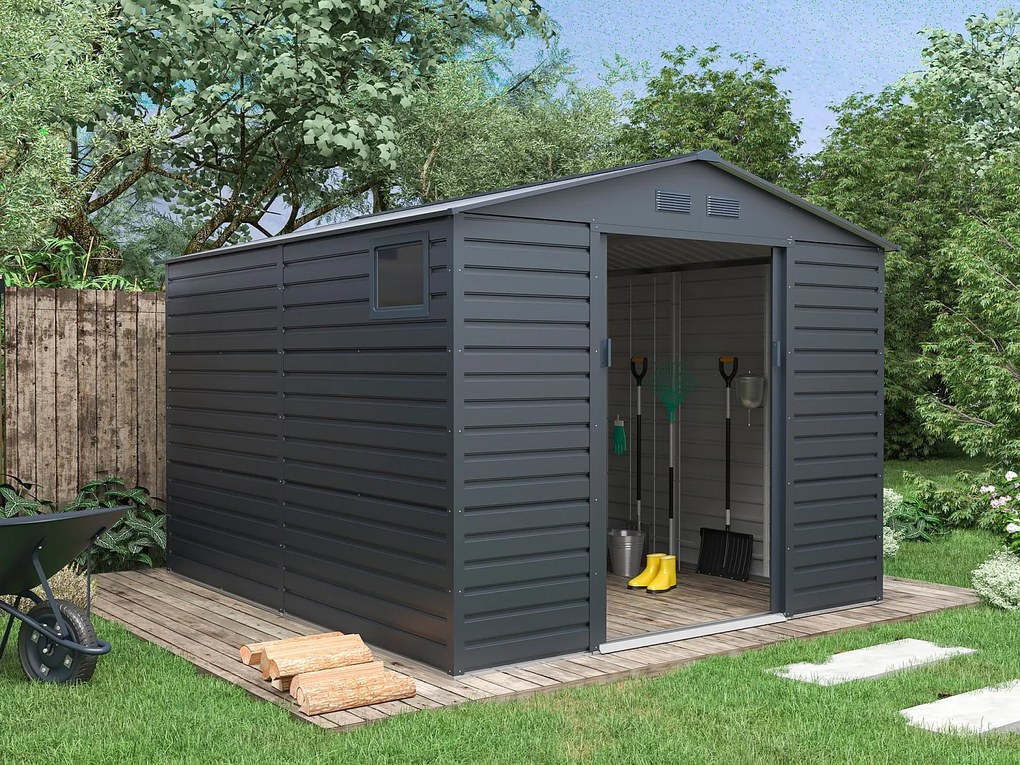 Schowek ogrodowy z metalu/ocynkowanej stali - Antracytowy - 8,94 m² - ADELMO