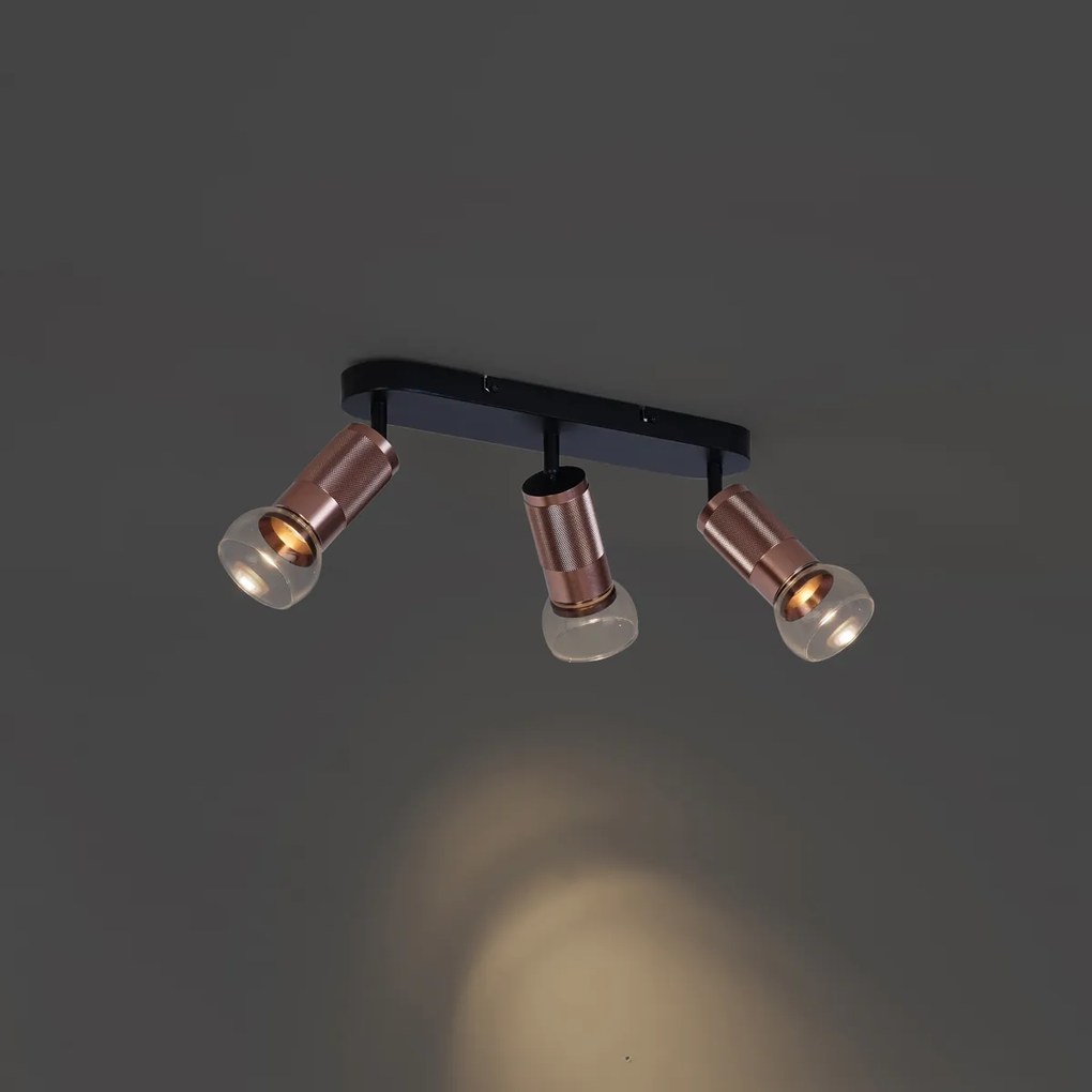 Okrągły reflektor sufitowy ciemny brąz 3-punktowy regulowany - Veerle