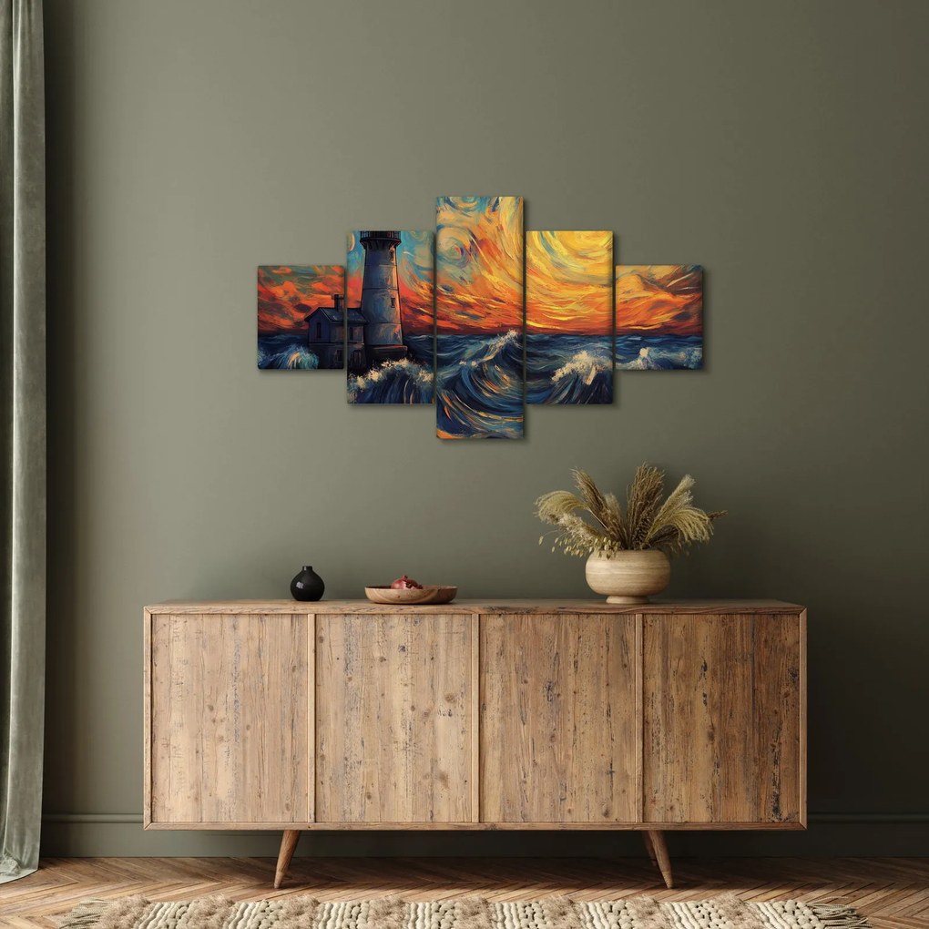 Obraz - Latarnia morska w falach (125x70 cm)