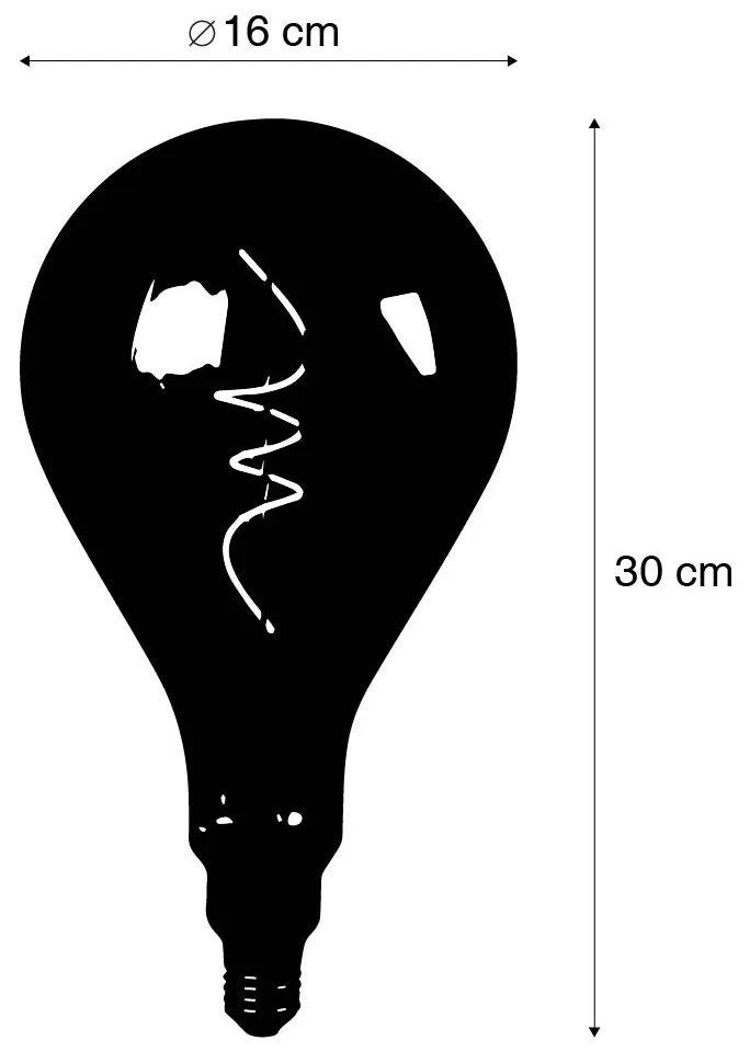 Żarówka LED E27 z możliwością ściemniania, spiralny filament, A165, przydymiona, 4W, 120lm, 1800K