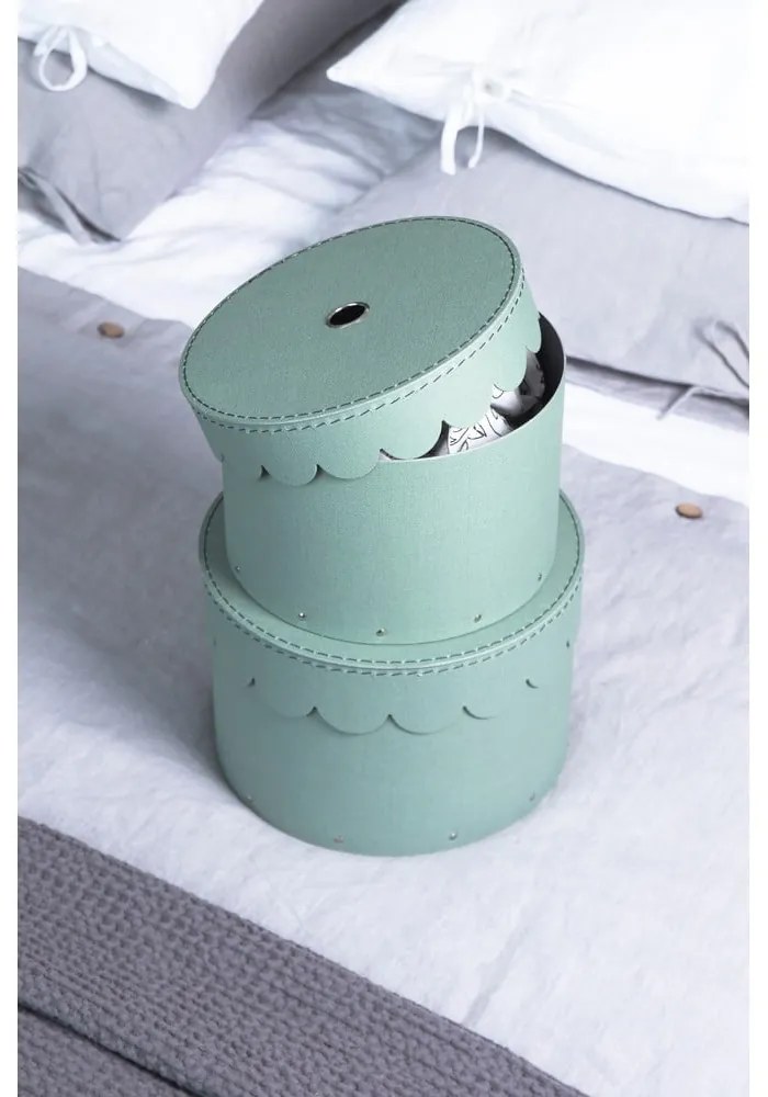 Zielononiebieskie kartonowe pojemniki zestaw 2 szt. z pokrywką ø 26x17,5 cm Wilma Canvas Paper Laminate – Bigso