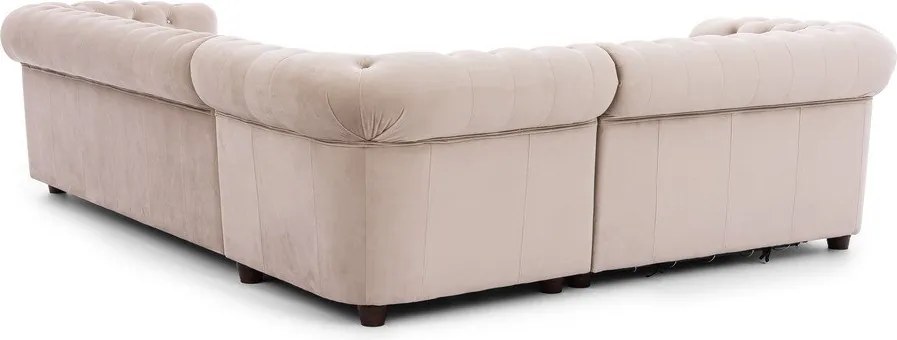 Beżowy aksamitny rozkładany narożnik (lewostronny/w kształcie litery L) York Blik – Ropez