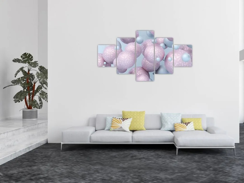 Malarstwo abstrakcyjne - Pastelowe kule (125x70 cm)