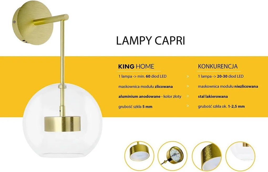 Wieloczęściowy kinkiet ścienny w stylu glamour Capri Wall 6