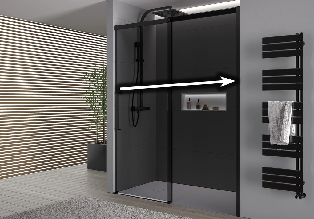 Drzwi prysznicowe przesuwne Soft-Close ze ścianką DX906 FLEX