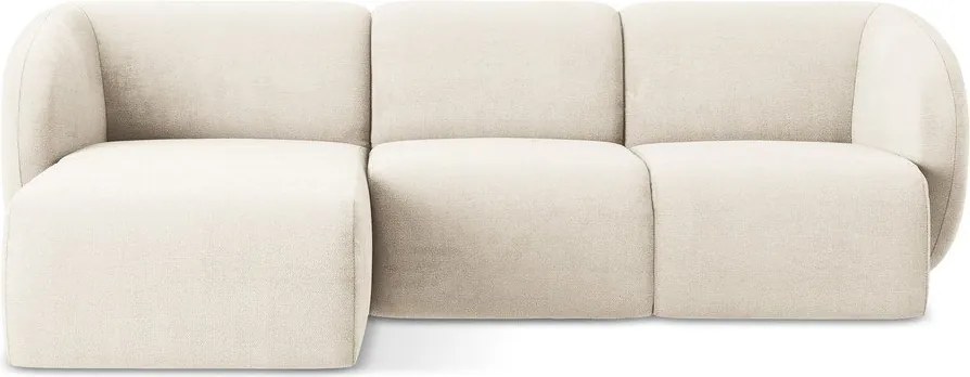 Beżowy narożnik z tkaniny szenilowej (lewostronny/z szezlongiem) Lani – Makamii