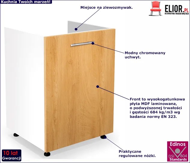 Szafka kuchenna pod zlewozmywak dąb miodowy Ormond 8X