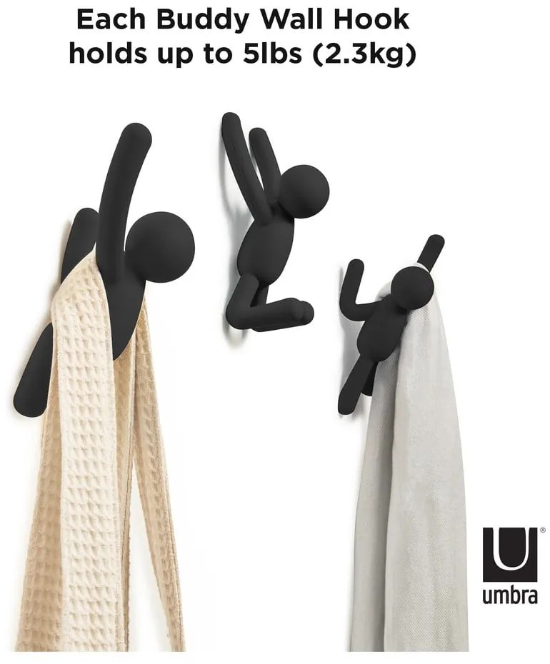 Ścienne plastikowe haczyki zestaw 3 szt. Buddy – Umbra