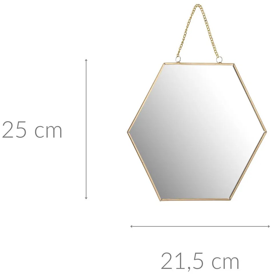 Lustro heksagon na łańcuszku, 21 cm