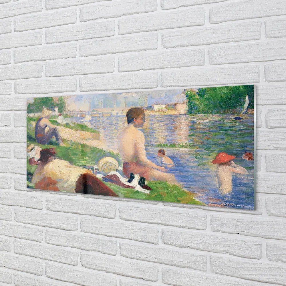 Szklany Panel Kąpiący się w Asnieres - Seurat