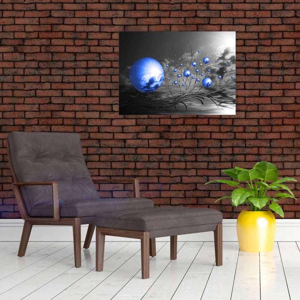 Obraz na szkle - ciemnoniebieskie kule (70x50 cm)