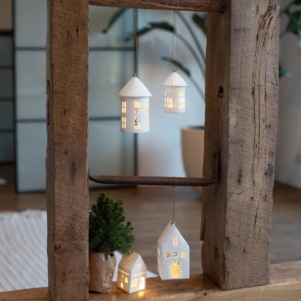 Wiszący porcelanowy świecznik LIGHTHOUSE okrągły - różne rozmiary Wielkość: L
