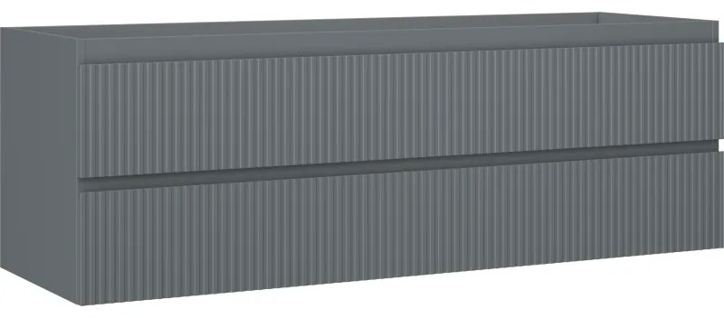 Mexen Rivel szafka łazienkowa podumywalkowa 140 cm, 2 szuflady, ryflowana , grafit mat - 91A20-14047-2-BFF66