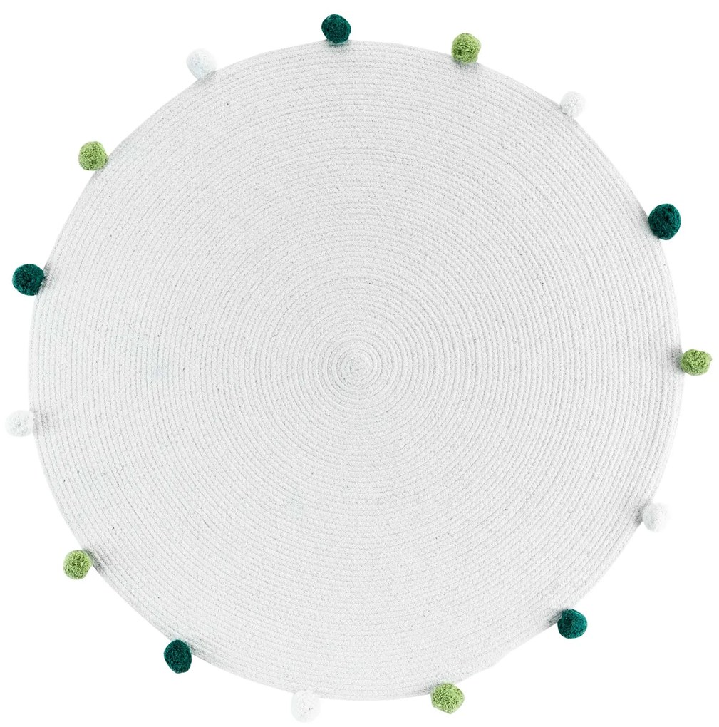 Okrągły dywanik z pomponami POMPOMPARTY, Ø 90 cm