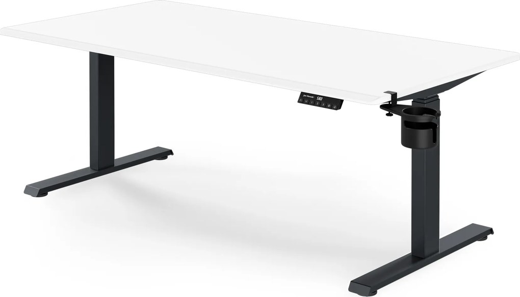 Biurko elektryczne z regulacją wysokości ergonomiczne antracytowo-białe, 1600x800 mm: ARIA