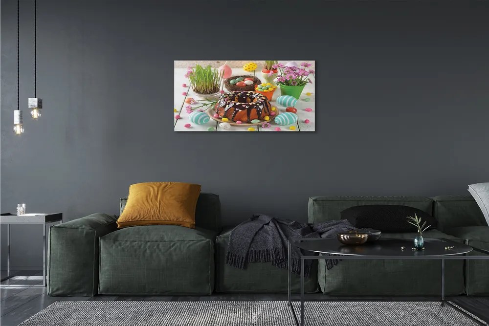 Zdjęcie na płótnie Ciasto, Jajka i Kwiatki Wielkanocne
