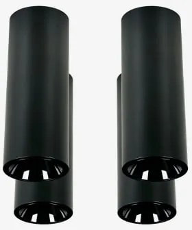 Pack 4 Okrągłych Sufitowych Opraw Led O Średnicy Ø7,2 Cm Z Aluminium Luisiana Biała Ciepła 2700 K & Czarna & 23º & 11 W - Sklum