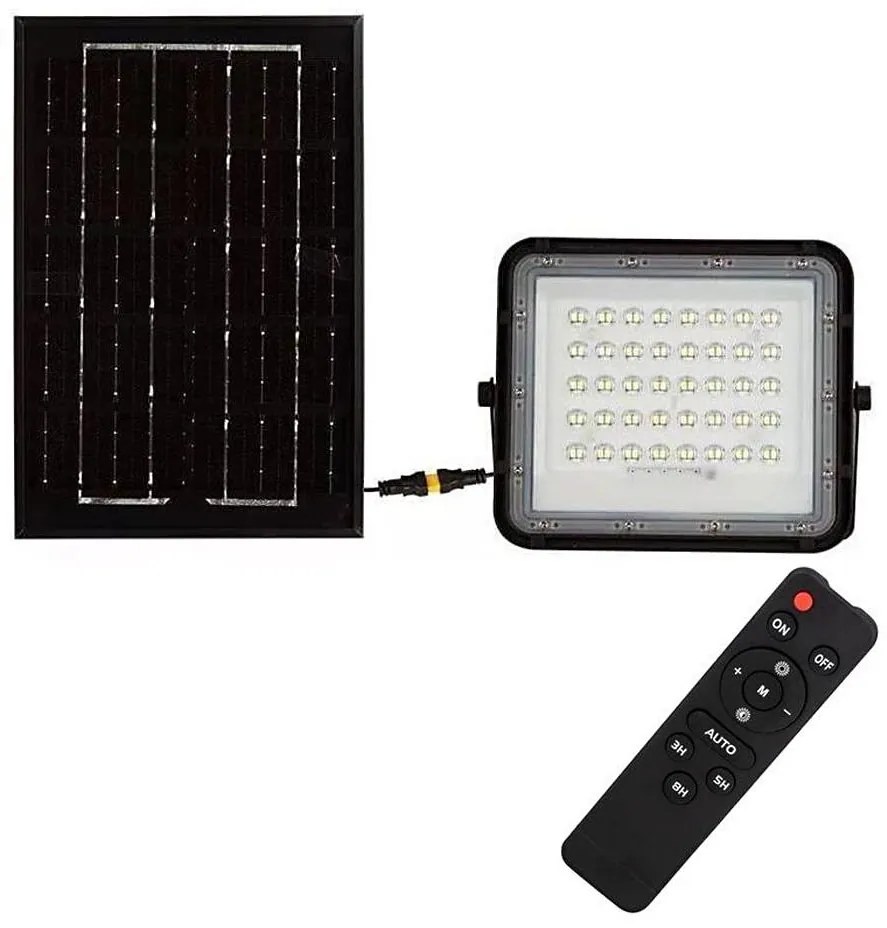 LED Zewnętrzny naświetlacz solarny LED/6W/3,2V IP65 4000K czarny + pilot