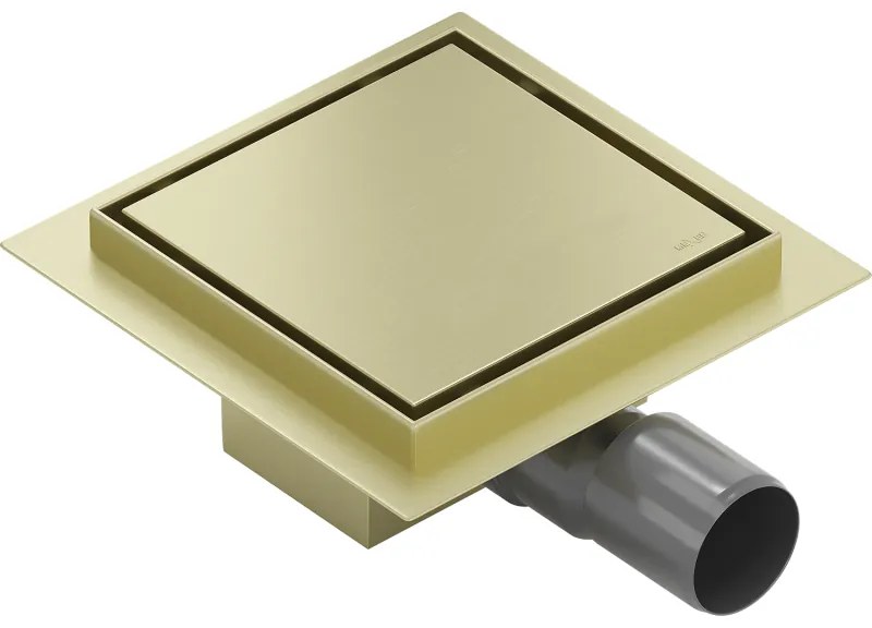 Mexen Flat-Q M13 wpust podłogowy kwadratowy 12 x 12 cm, złoty szczotkowany - 1A10012