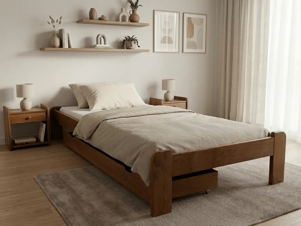 Łóżko ADA 80 x 200 cm, dąb Stelaż: Bez stelaża, Materac: Materac Deluxe 10 cm