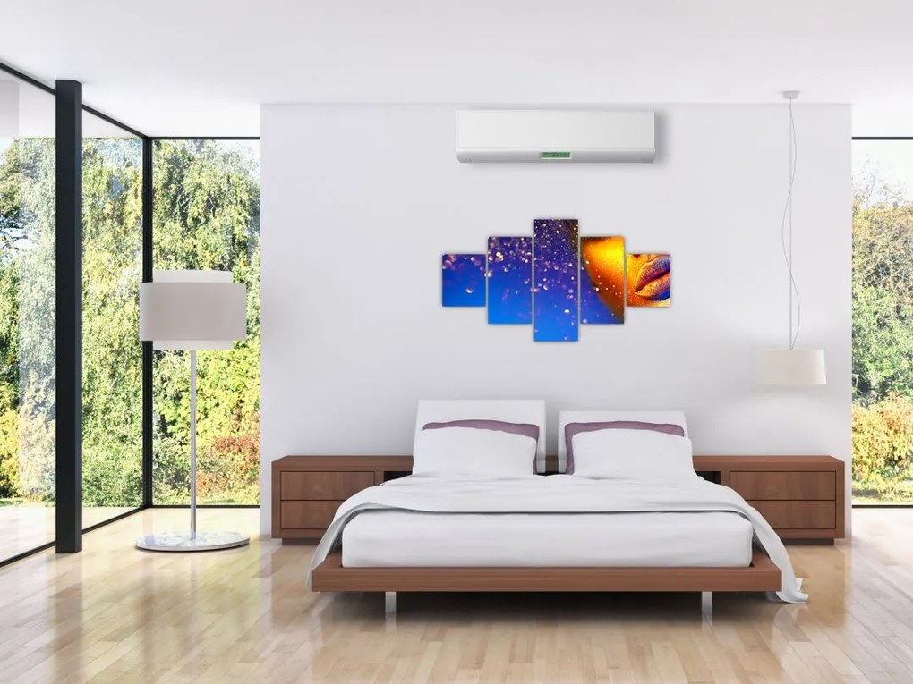 Obraz - Body art, złoto - niebieska kombinacja (125x70 cm)
