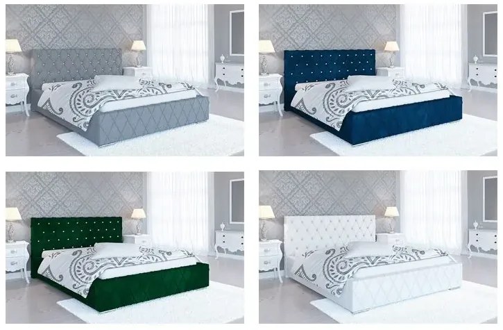 Pikowane łóżko z zagłówkiem glamour 160x200 Bonet 2X - 36 kolorów