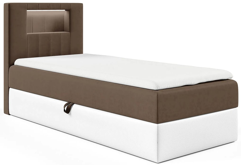 Brązowe jednoosobowe łóżko kontynentalne 3 rozmiary H5-D75