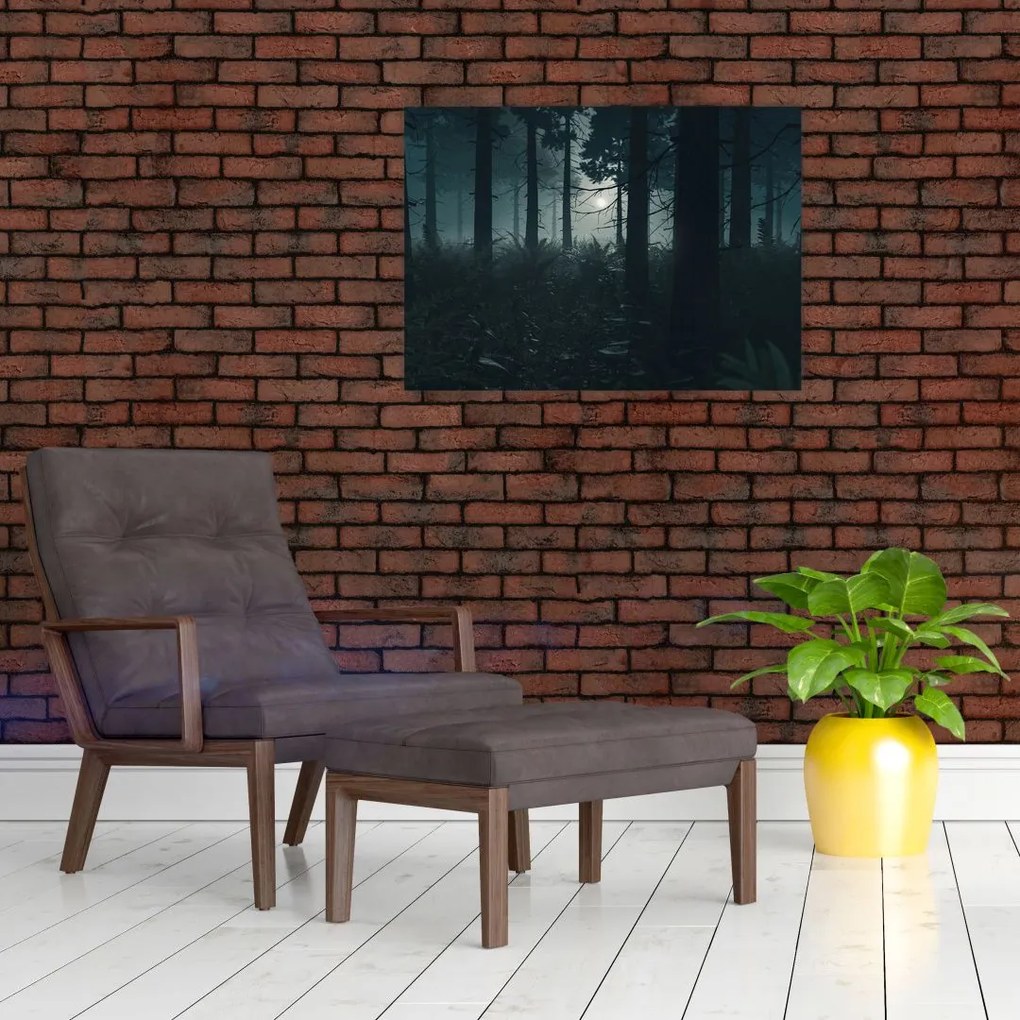 Obraz na szkle - Paproć w świetle księżyca (70x50 cm)