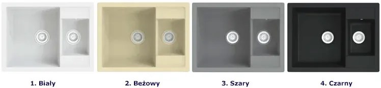 Czarny dwukomorowy zlewozmywak granitowy - Azoro