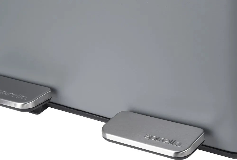 Ciemnoszary stalowy kosz na śmieci 2x20 l do segregacji odpadów/z pedałem Aliya – Spirella