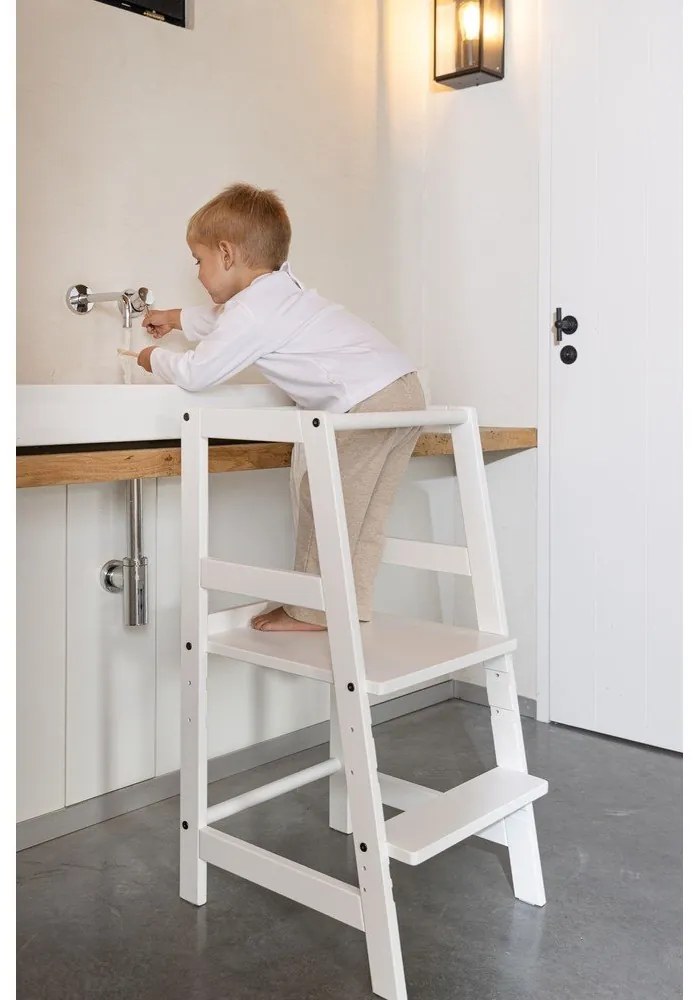 Biały pomocnik kuchenny dla dzieci z litego drewna bukowego Forrest – Vipack