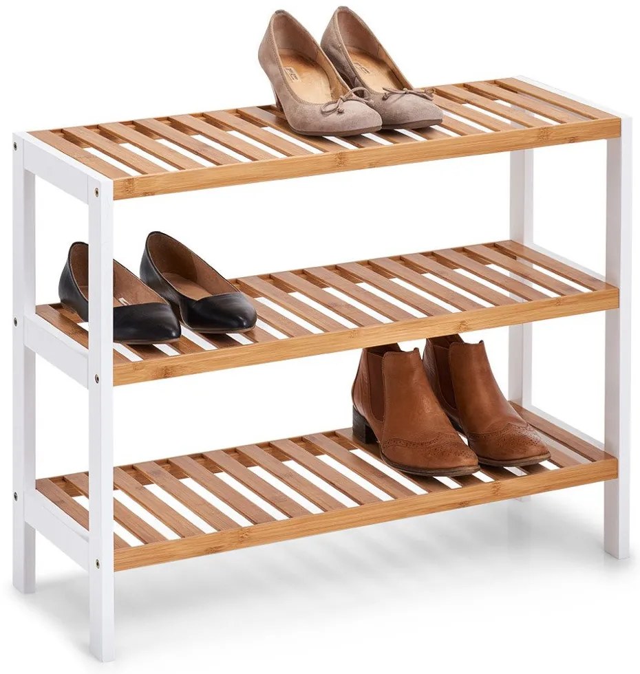 Szafka na buty, odkryty stojak z włókna bambusowego, kompaktowy mebel na obuwie.