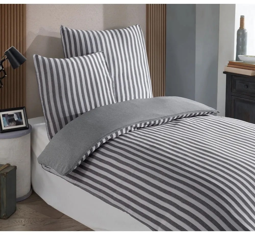 Antracytowa pościel jednoosobowa 140x200 cm Road Potlu – Mijolnir