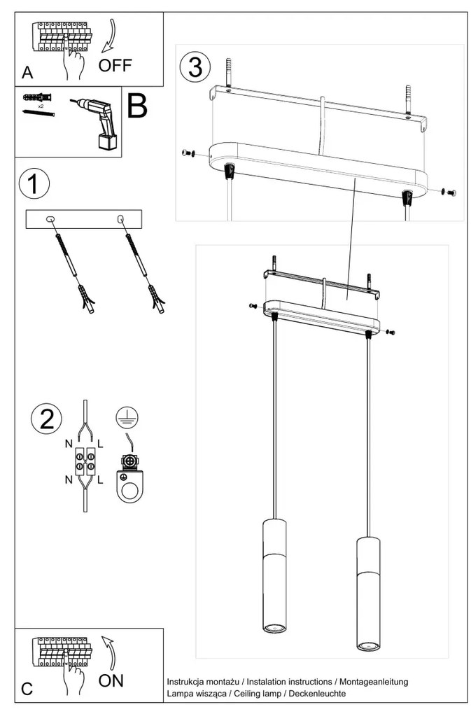 Lampa wisząca BORGIO 2 biała SOLLUX  LIGHTING