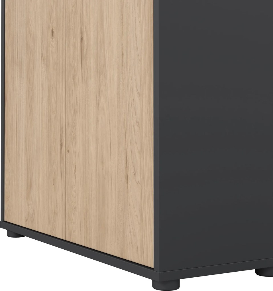 Czterodrzwiowy regał biurowy Sign 80 jackson hickory/szary mat