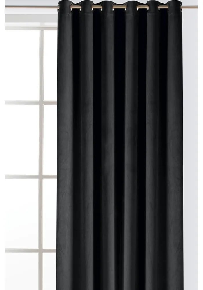 Czarna aksamitna zasłona częściowo zaciemniająca (dimout) 530x175 cm Velto – Filumi