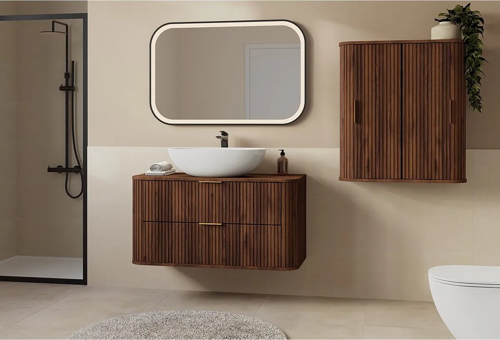 ELEGANCE Szafka łazienkowa ryflowana pod umywalkę 41,5 x 100,4 x 51,7 orzech