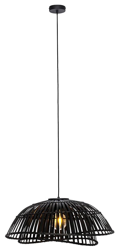 Orientalna lampa wisząca czarna bambusowa 62 cm - PuaKolonialny Oswietlenie wewnetrzne