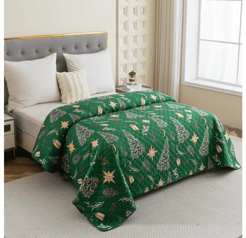 Narzuta na łóżko GREEN CHRISTMAS, zielony Rozmiar: 170 x 210 cm