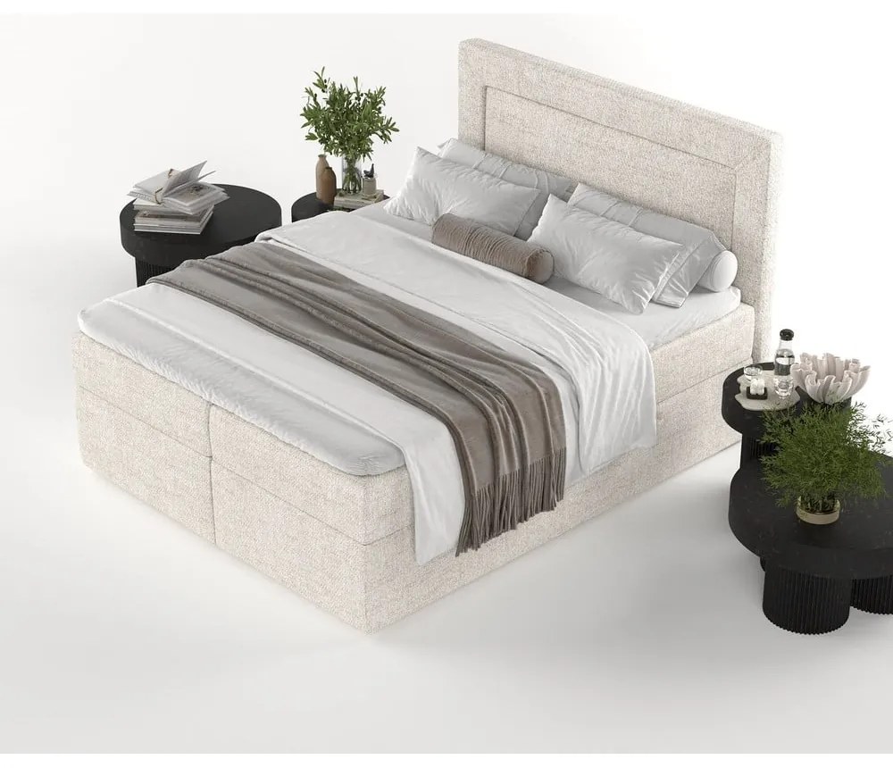 Kremowe łóżko boxspring ze schowkiem 160x200 cm Imagine – Maison de Rêve