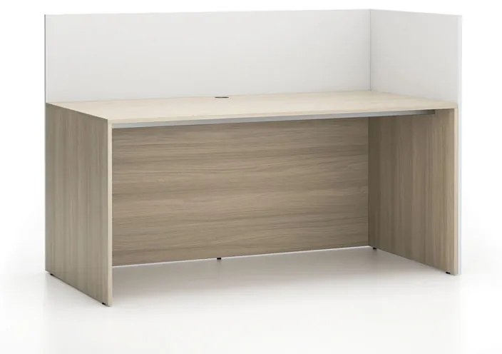Zestaw mebli biurowych single z parawanem SEGMENT, prawy, dąb naturalny / biały