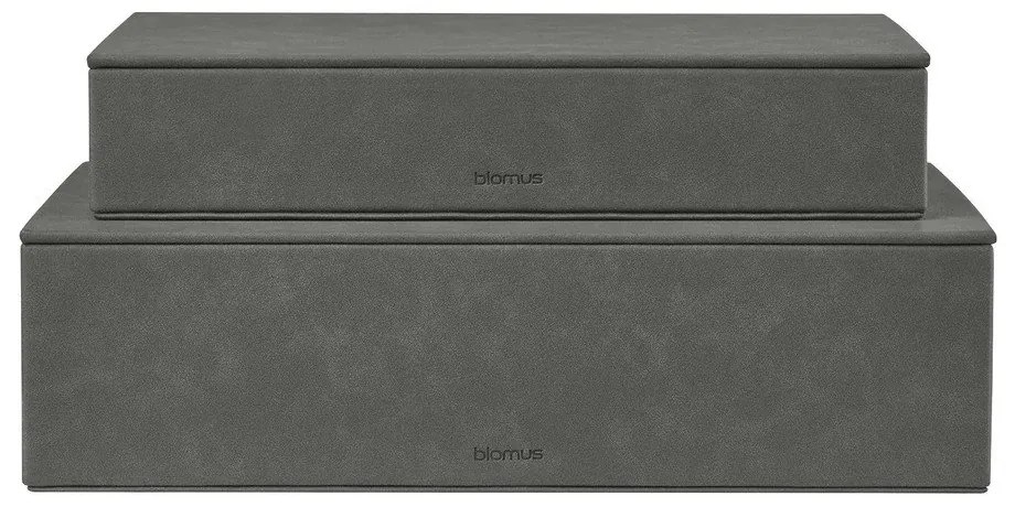 Antracytowe pojemniki zestaw 2 szt. z pokrywką/dekoracyjne ze sztucznej skóry 40x30x11 cm Sahla – Blomus