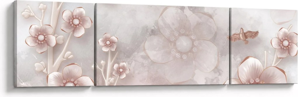 Obraz - Różowe kwiaty (170x50 cm)