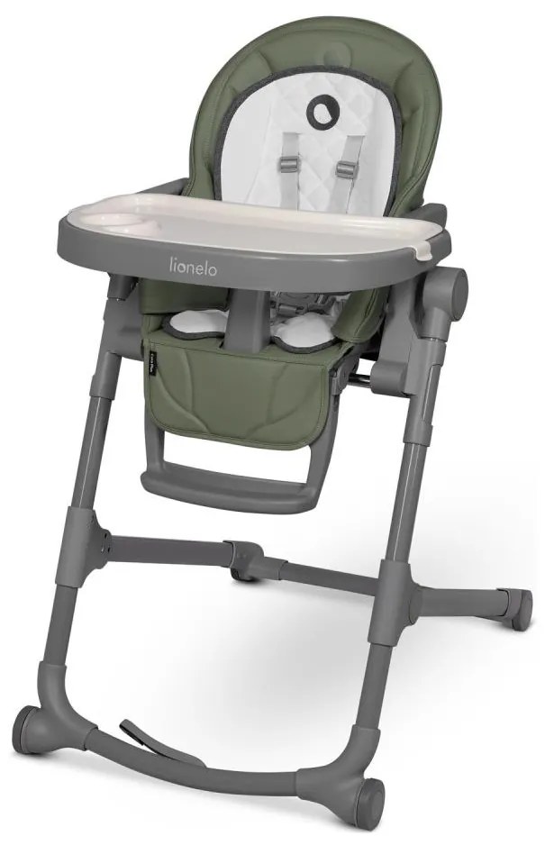 Lionelo - Dziecięce krzesełko do karmienia 2 w 1 CORA PLUS oliwkowe