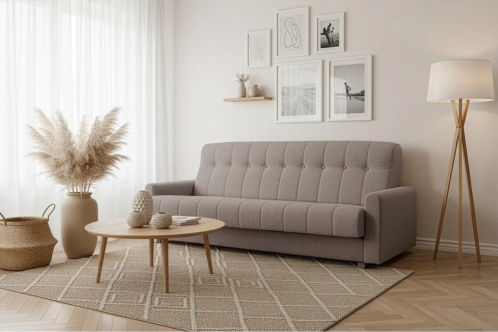 Wersalka Herbi z funkcją spania, do salonu, tkanina Herbi, szarobrązowy