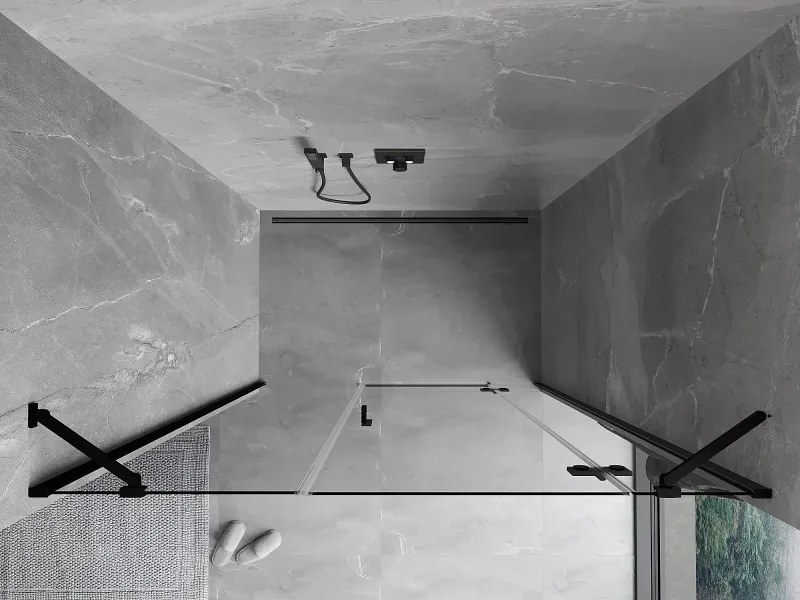 Mexen Mist-H drzwi prysznicowe uchylne prawe 145 cm, transparent, czarne - 8A5-145-001-70-00-P
