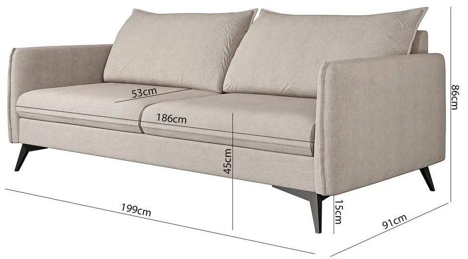 Beżowa sofa 199 cm Juli Bis – Ropez